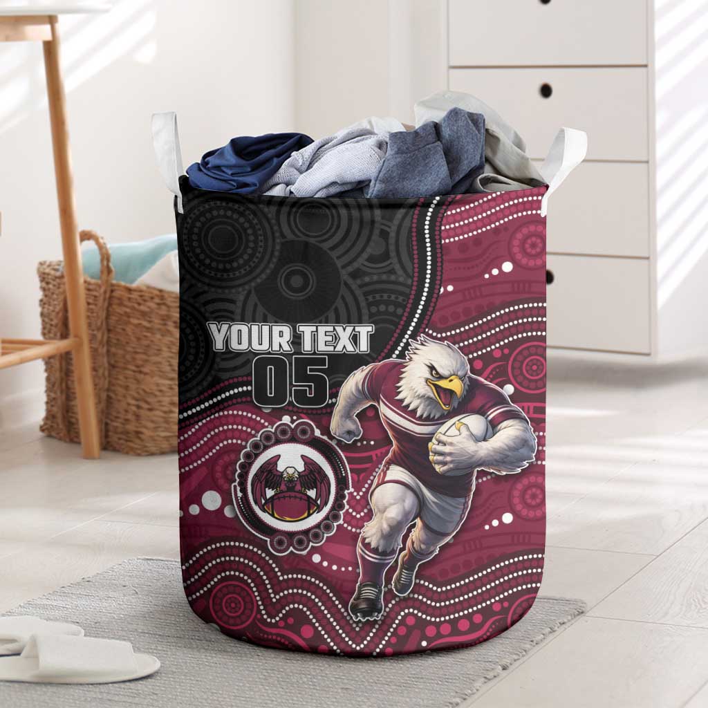 Custom Sea Eagles Laundry Basket Bird Mascot With Aboriginal Indigenous