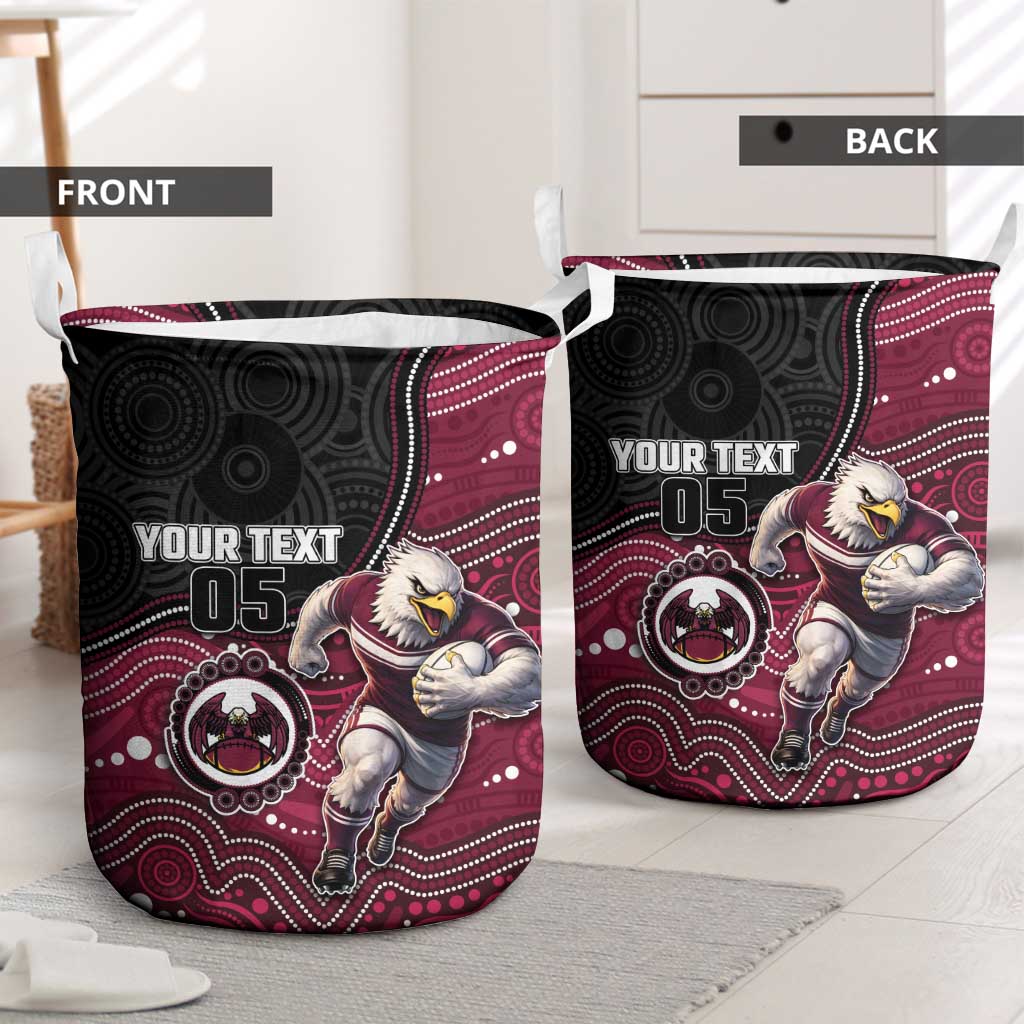 Custom Sea Eagles Laundry Basket Bird Mascot With Aboriginal Indigenous