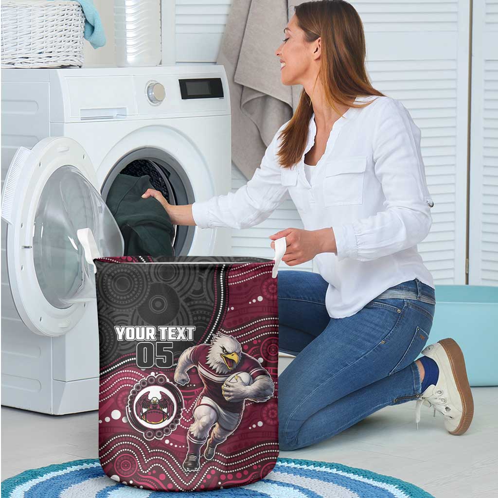 Custom Sea Eagles Laundry Basket Bird Mascot With Aboriginal Indigenous