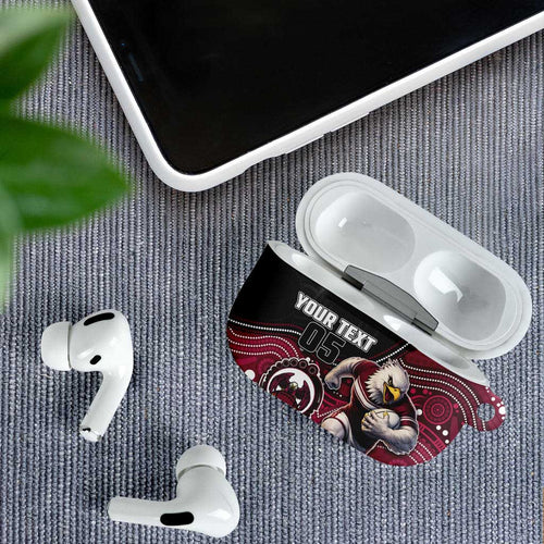 Custom Sea Eagles AirPods Case Bird Mascot With Aboriginal Indigenous