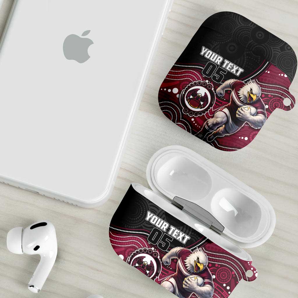 Custom Sea Eagles AirPods Case Bird Mascot With Aboriginal Indigenous