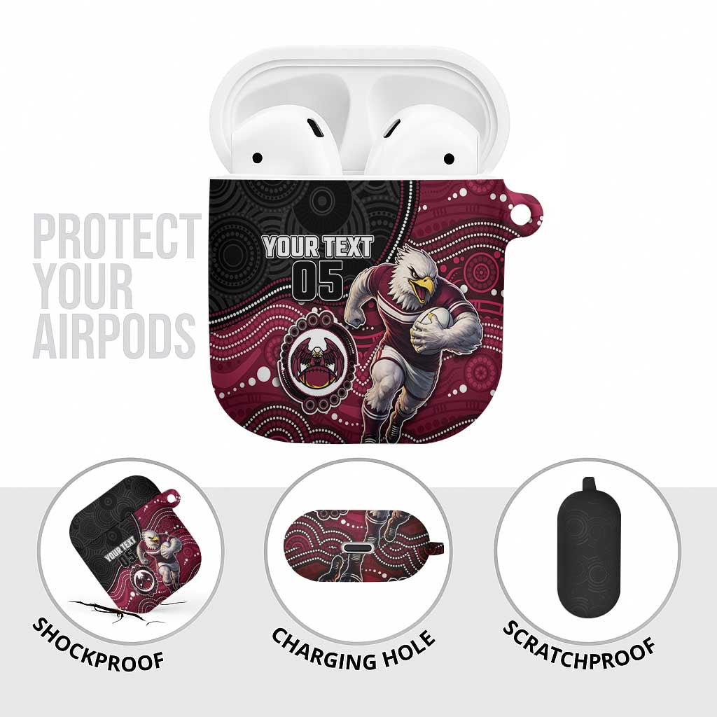 Custom Sea Eagles AirPods Case Bird Mascot With Aboriginal Indigenous