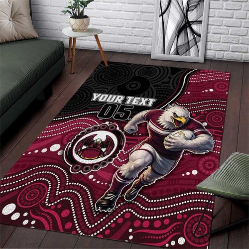Custom Sea Eagles Area Rug Bird Mascot With Aboriginal Indigenous