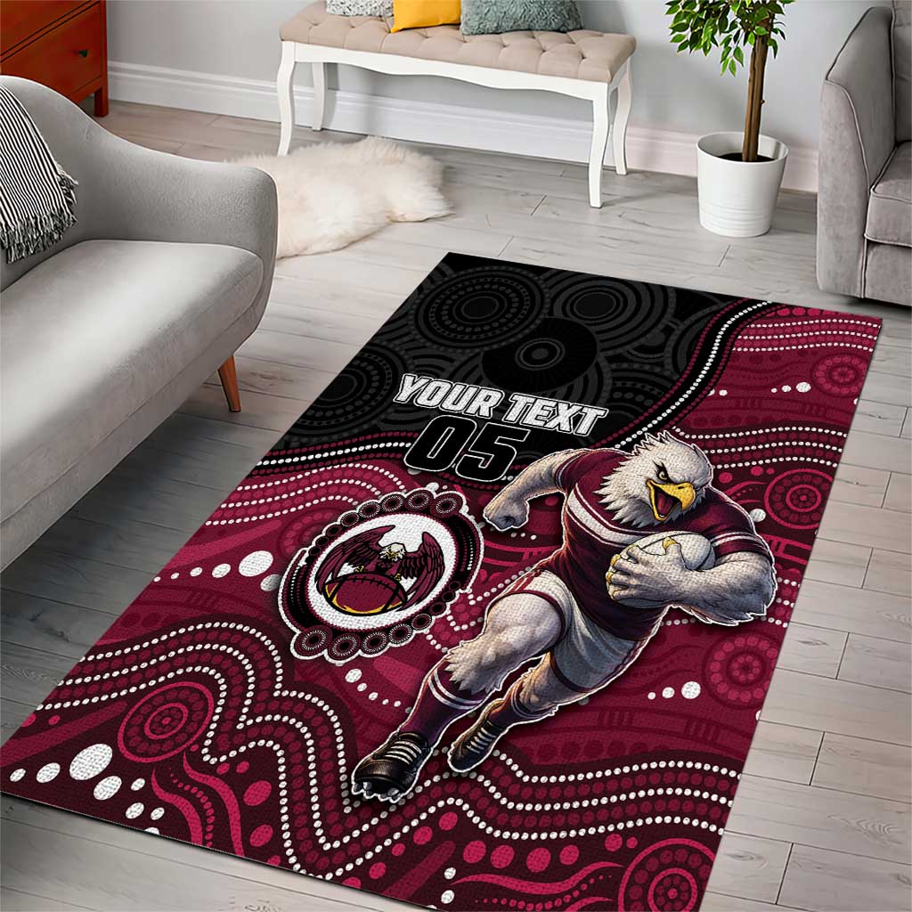 Custom Sea Eagles Area Rug Bird Mascot With Aboriginal Indigenous