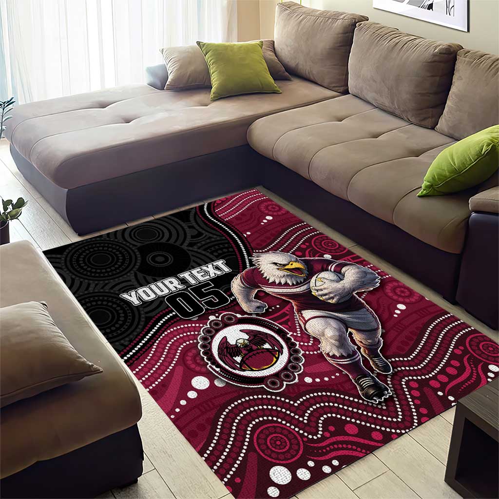 Custom Sea Eagles Area Rug Bird Mascot With Aboriginal Indigenous