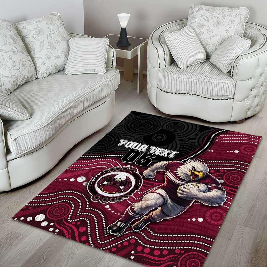 Custom Sea Eagles Area Rug Bird Mascot With Aboriginal Indigenous