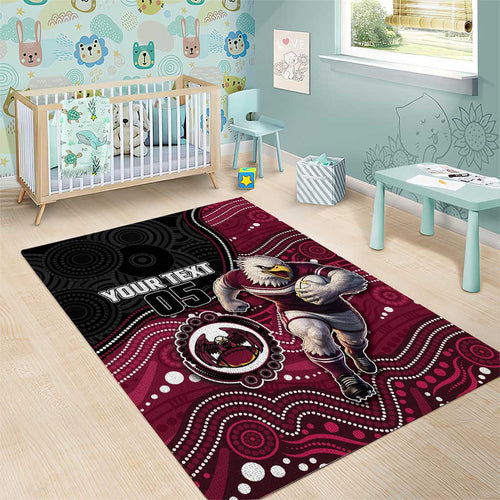 Custom Sea Eagles Area Rug Bird Mascot With Aboriginal Indigenous