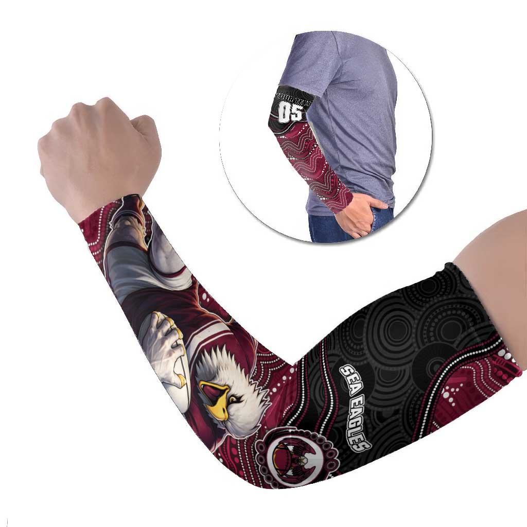 Custom Sea Eagles Arm Sleeves Bird Mascot With Aboriginal Indigenous