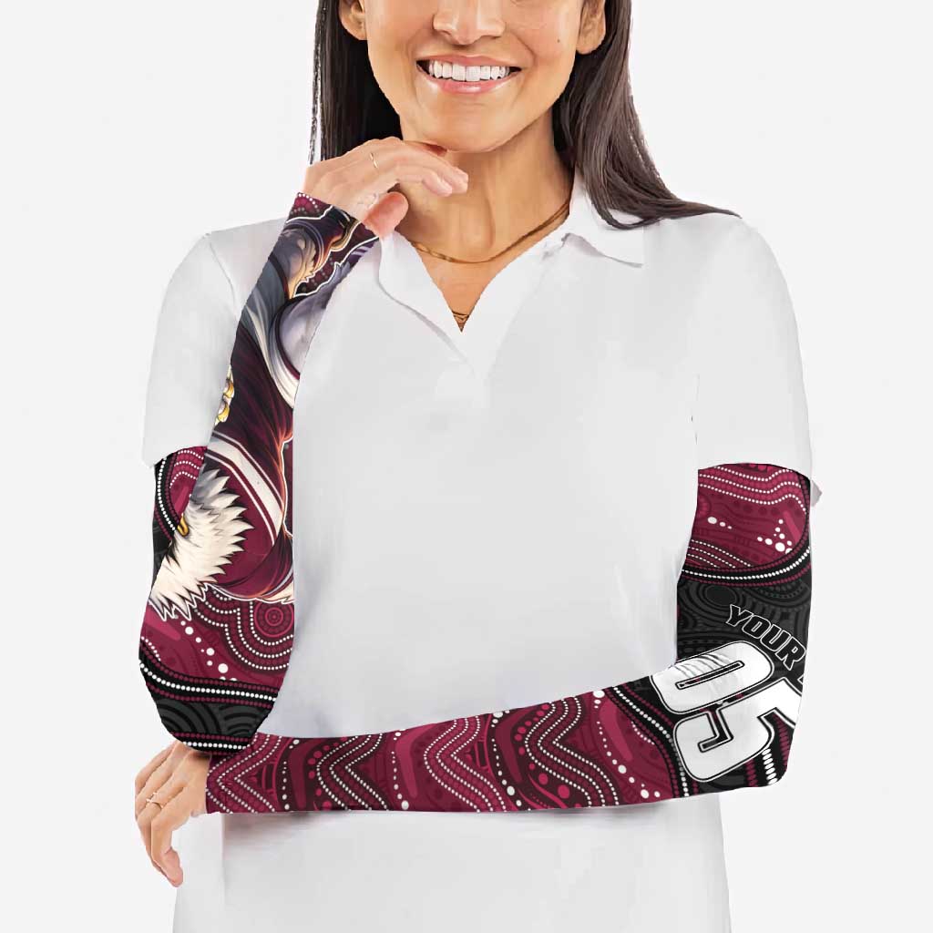 Custom Sea Eagles Arm Sleeves Bird Mascot With Aboriginal Indigenous