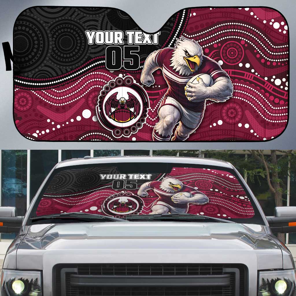 Custom Sea Eagles Auto Sun Shade Bird Mascot With Aboriginal Indigenous