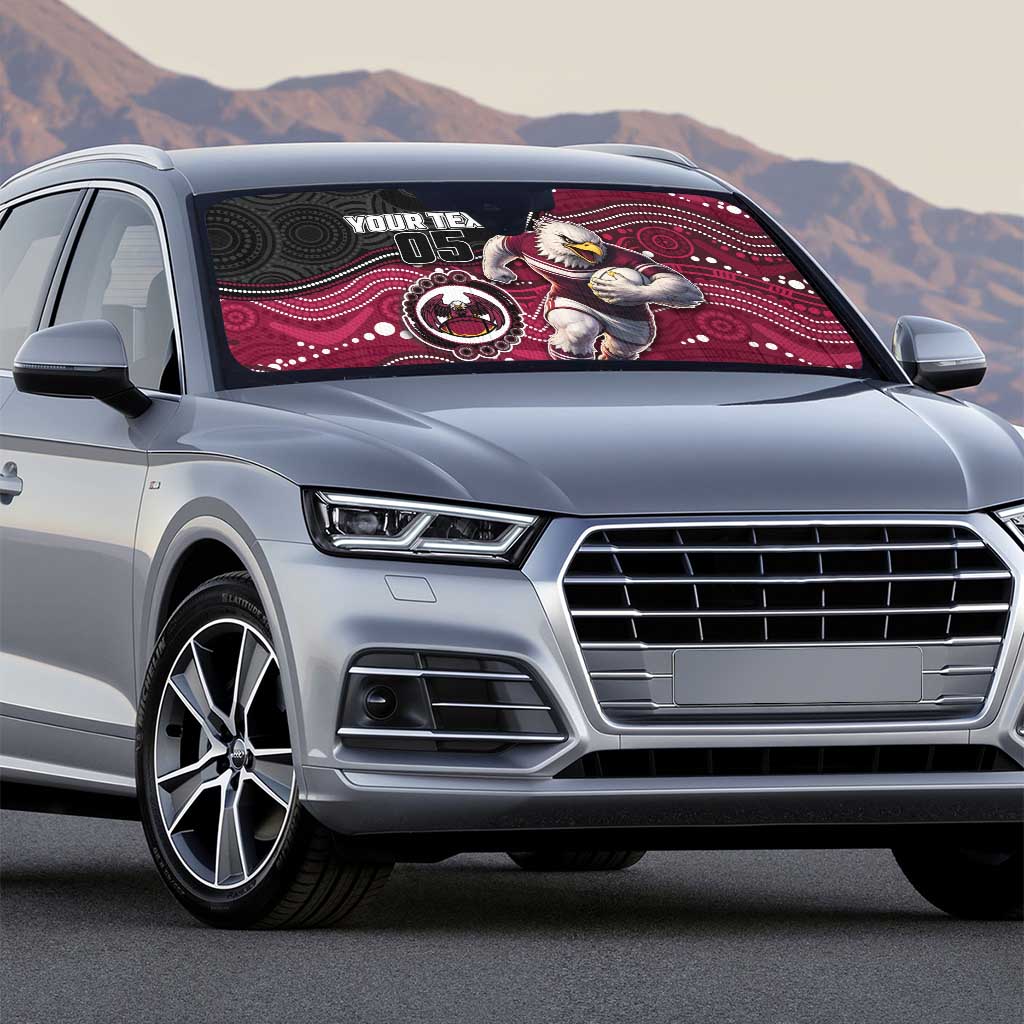 Custom Sea Eagles Auto Sun Shade Bird Mascot With Aboriginal Indigenous