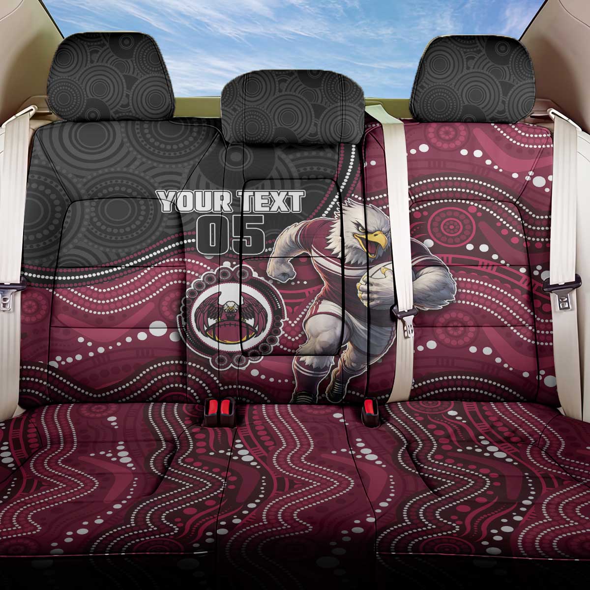 Custom Sea Eagles Back Car Seat Cover Bird Mascot With Aboriginal Indigenous