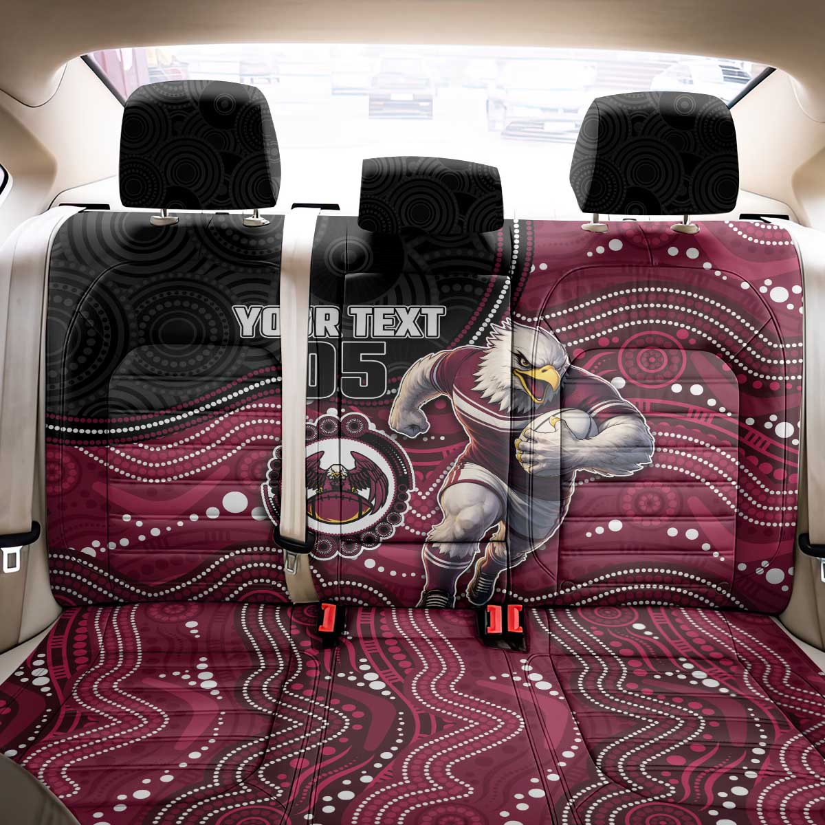 Custom Sea Eagles Back Car Seat Cover Bird Mascot With Aboriginal Indigenous