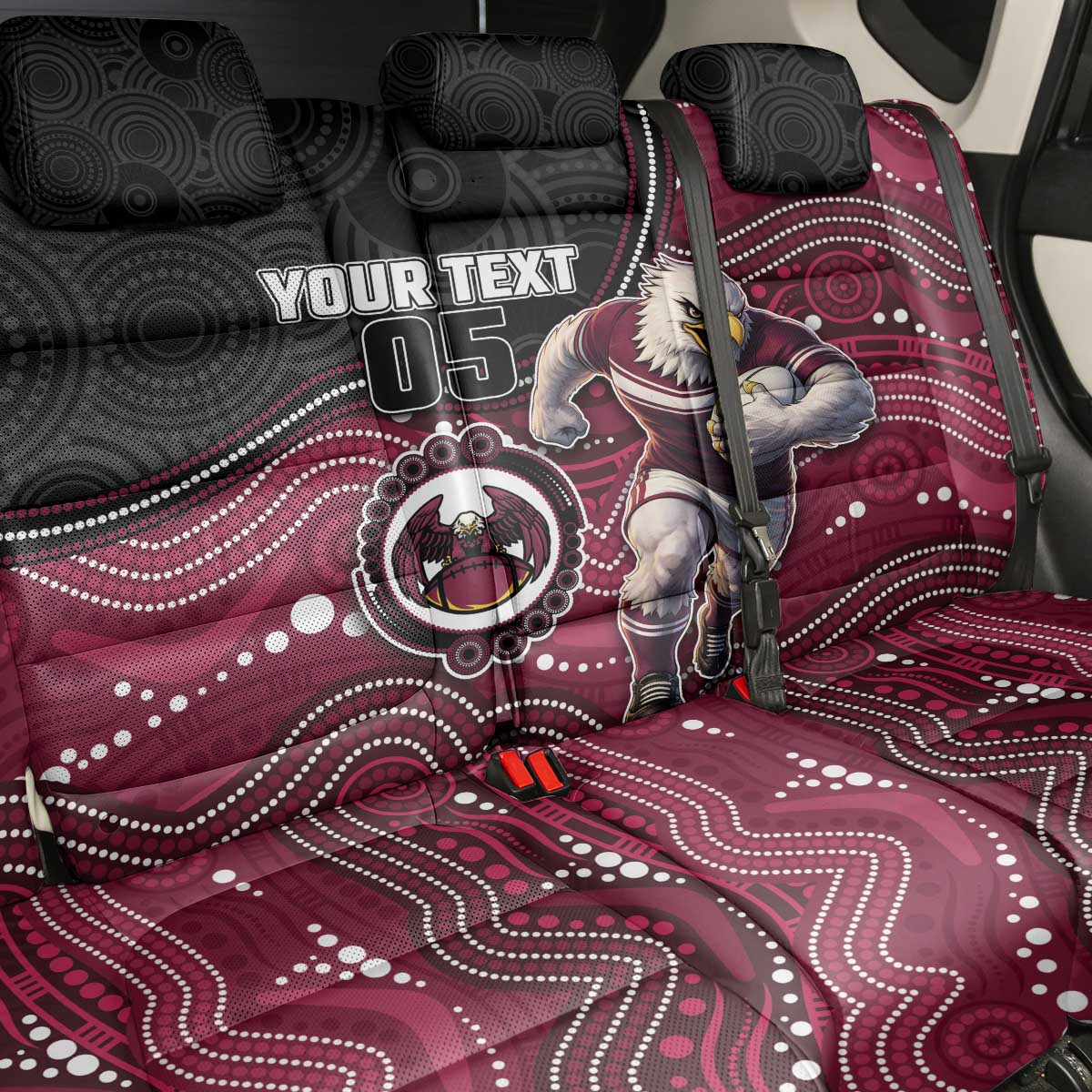 Custom Sea Eagles Back Car Seat Cover Bird Mascot With Aboriginal Indigenous
