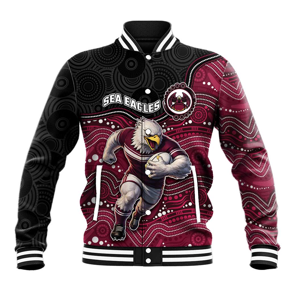 Custom Sea Eagles Baseball Jacket Bird Mascot With Aboriginal Indigenous
