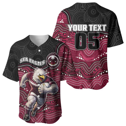 Custom Sea Eagles Baseball Jersey Bird Mascot With Aboriginal Indigenous