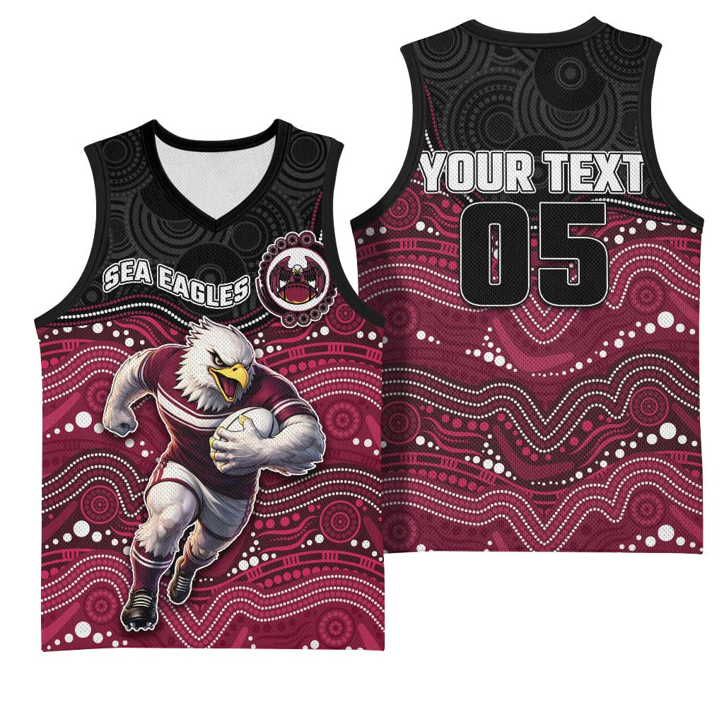 Custom Sea Eagles Basketball Jersey Bird Mascot With Aboriginal Indigenous