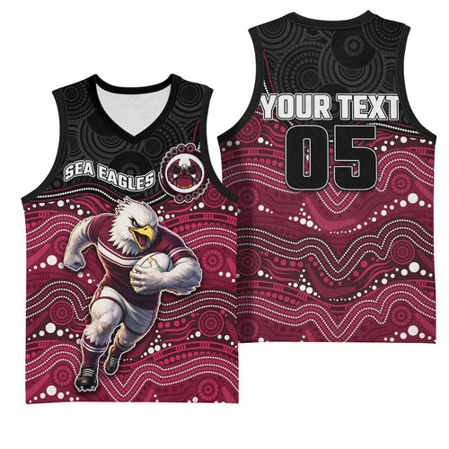 Custom Sea Eagles Basketball Jersey Bird Mascot With Aboriginal Indigenous