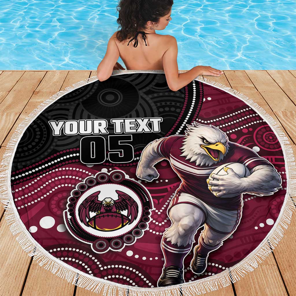 Custom Sea Eagles Beach Blanket Bird Mascot With Aboriginal Indigenous