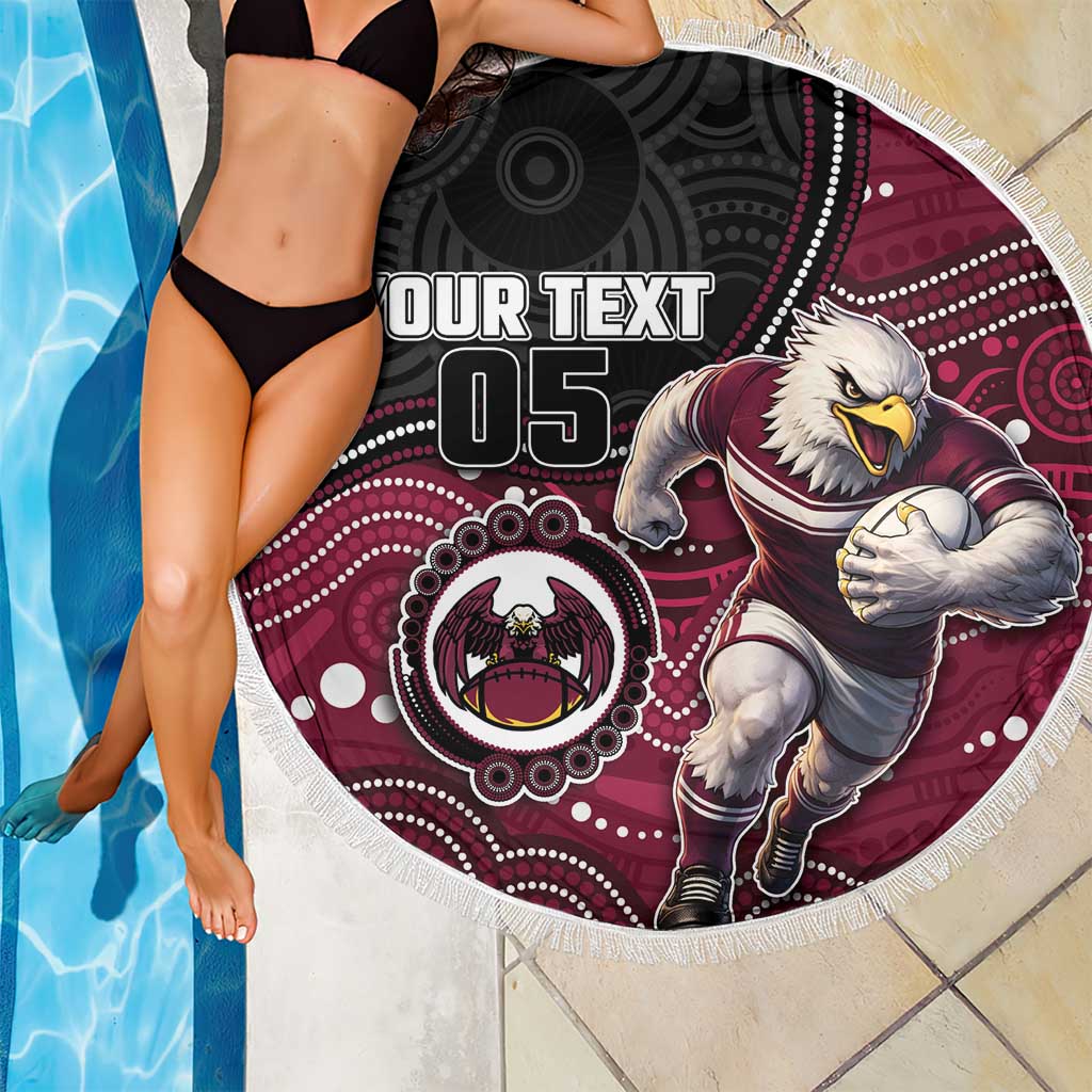 Custom Sea Eagles Beach Blanket Bird Mascot With Aboriginal Indigenous