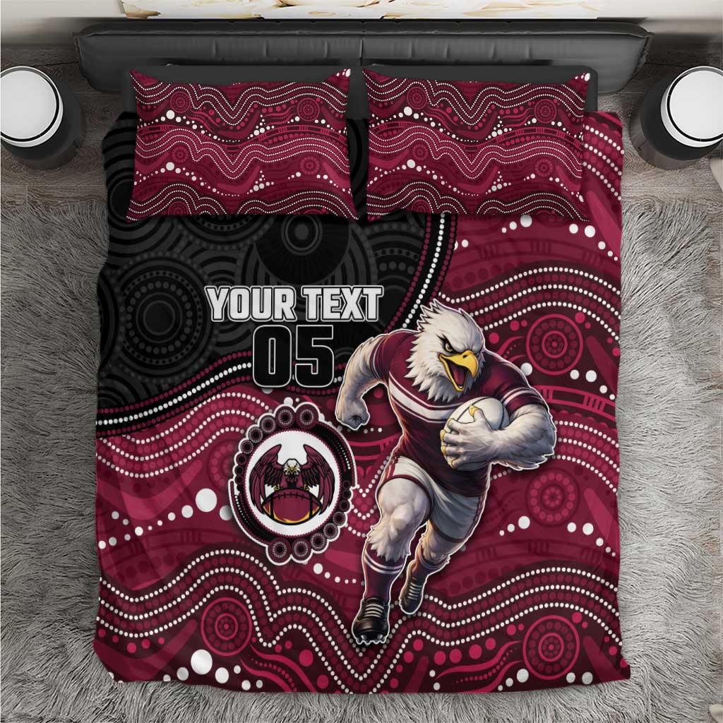 Custom Sea Eagles Bedding Set Bird Mascot With Aboriginal Indigenous