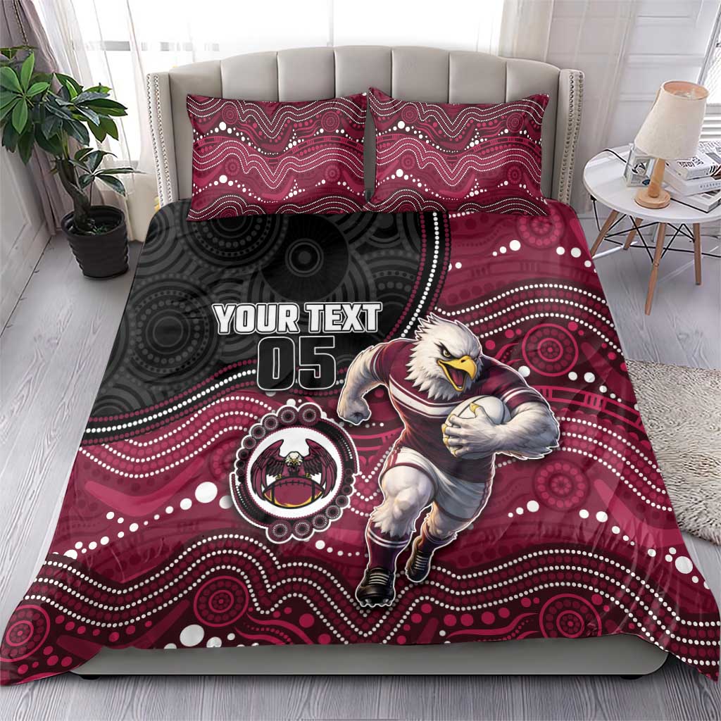 Custom Sea Eagles Bedding Set Bird Mascot With Aboriginal Indigenous