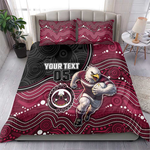 Custom Sea Eagles Bedding Set Bird Mascot With Aboriginal Indigenous