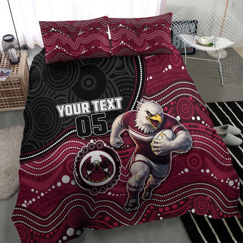 Custom Sea Eagles Bedding Set Bird Mascot With Aboriginal Indigenous