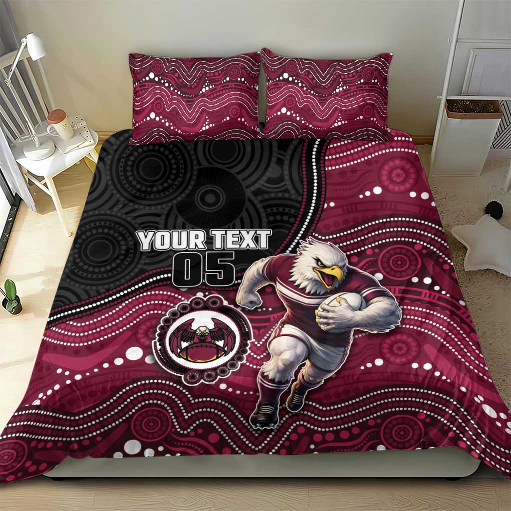 Custom Sea Eagles Bedding Set Bird Mascot With Aboriginal Indigenous