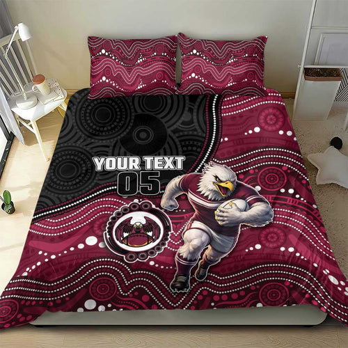 Custom Sea Eagles Bedding Set Bird Mascot With Aboriginal Indigenous
