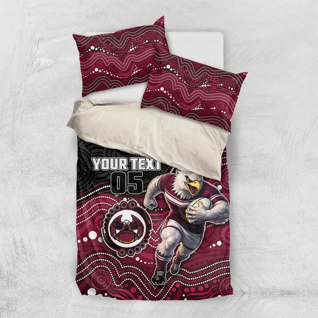Custom Sea Eagles Bedding Set Bird Mascot With Aboriginal Indigenous