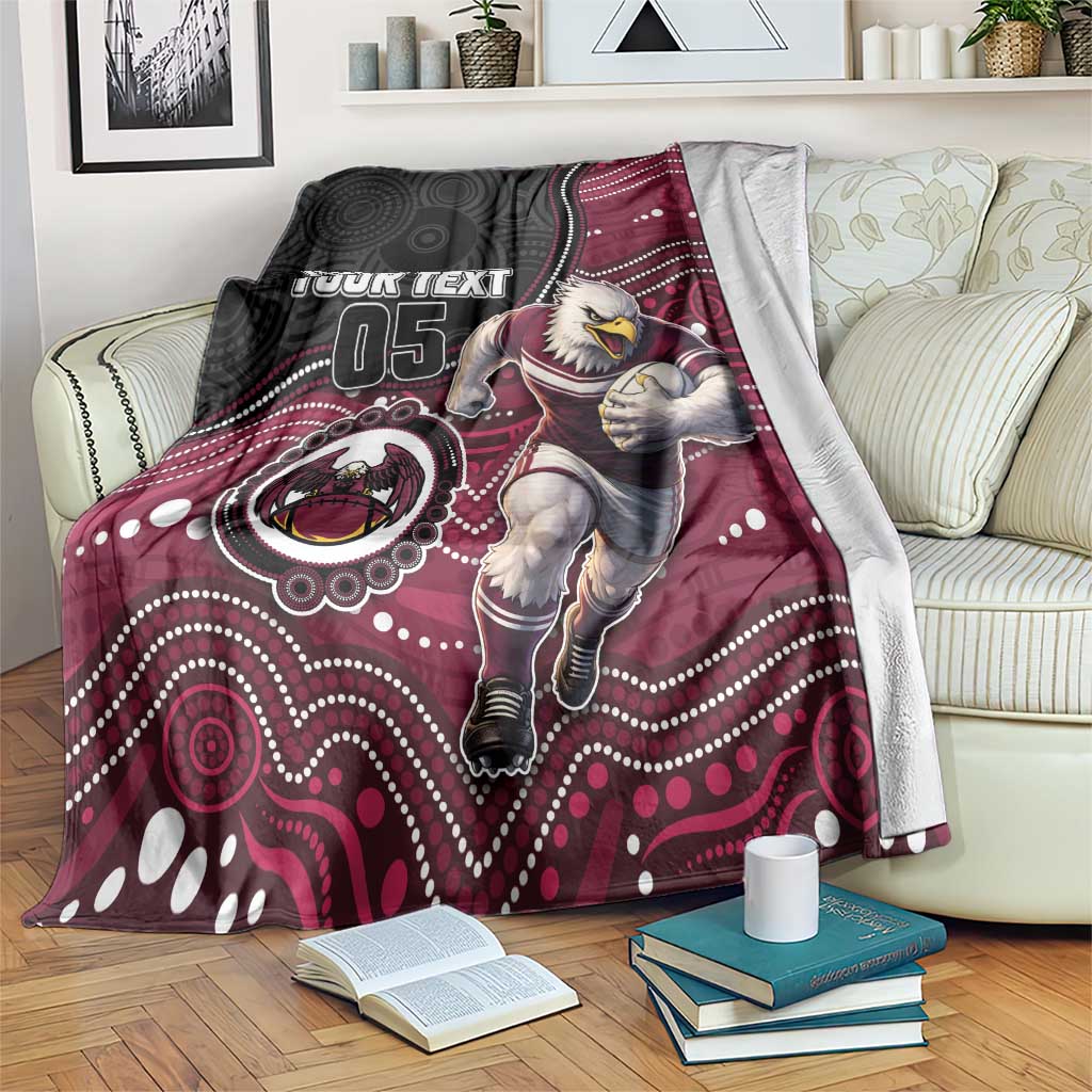 Custom Sea Eagles Blanket Bird Mascot With Aboriginal Indigenous