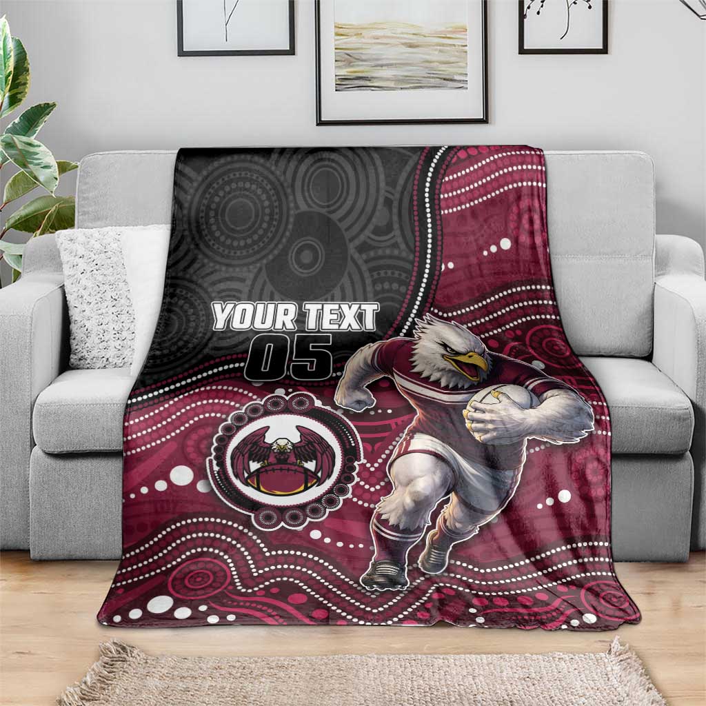 Custom Sea Eagles Blanket Bird Mascot With Aboriginal Indigenous