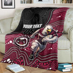 Custom Sea Eagles Blanket Bird Mascot With Aboriginal Indigenous