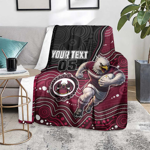 Custom Sea Eagles Blanket Bird Mascot With Aboriginal Indigenous