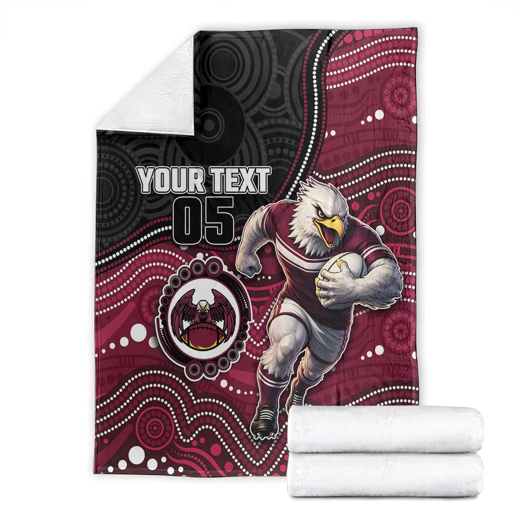 Custom Sea Eagles Blanket Bird Mascot With Aboriginal Indigenous