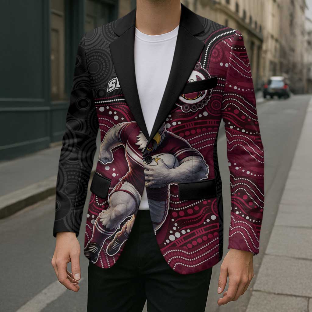 Custom Sea Eagles Blazer Bird Mascot With Aboriginal Indigenous