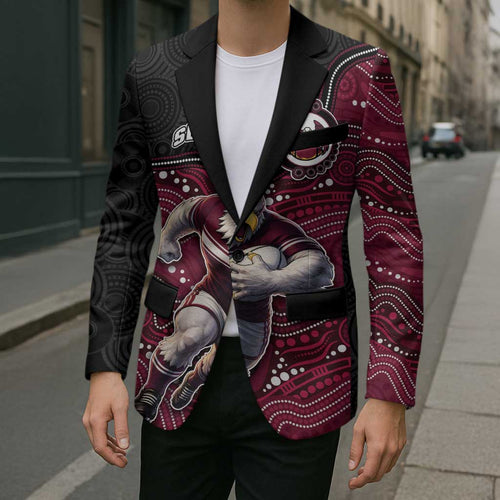 Custom Sea Eagles Blazer Bird Mascot With Aboriginal Indigenous