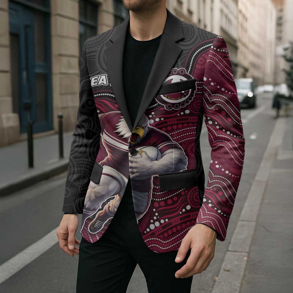 Custom Sea Eagles Blazer Bird Mascot With Aboriginal Indigenous