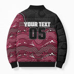 Custom Sea Eagles Bomber Puffer Jacket Bird Mascot With Aboriginal Indigenous