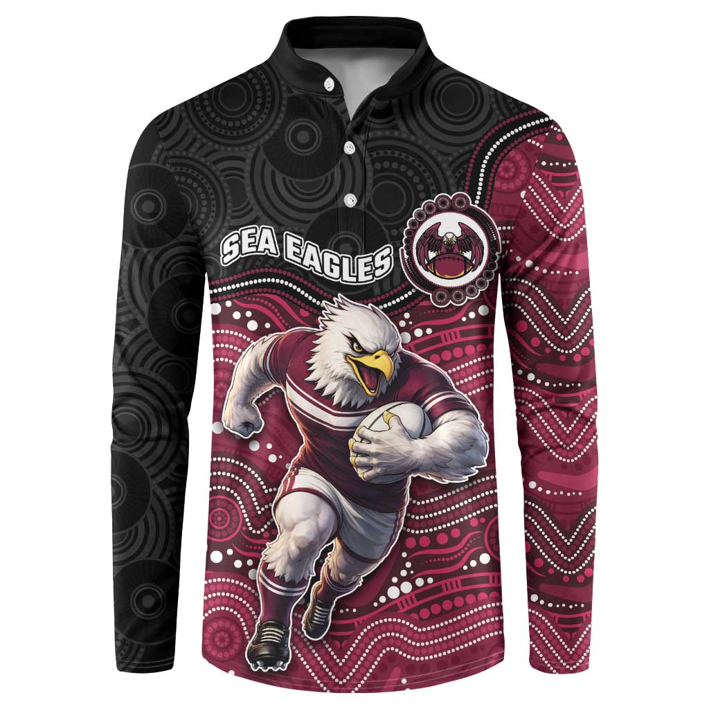 Custom Sea Eagles Button Sweatshirt Bird Mascot With Aboriginal Indigenous
