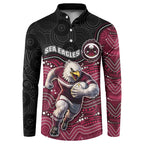 Custom Sea Eagles Button Sweatshirt Bird Mascot With Aboriginal Indigenous