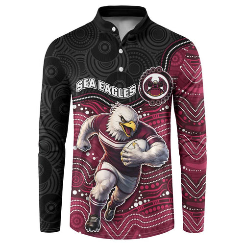 Custom Sea Eagles Button Sweatshirt Bird Mascot With Aboriginal Indigenous