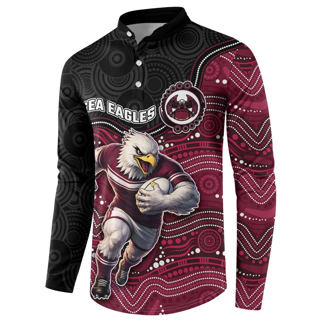 Custom Sea Eagles Button Sweatshirt Bird Mascot With Aboriginal Indigenous