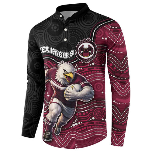Custom Sea Eagles Button Sweatshirt Bird Mascot With Aboriginal Indigenous