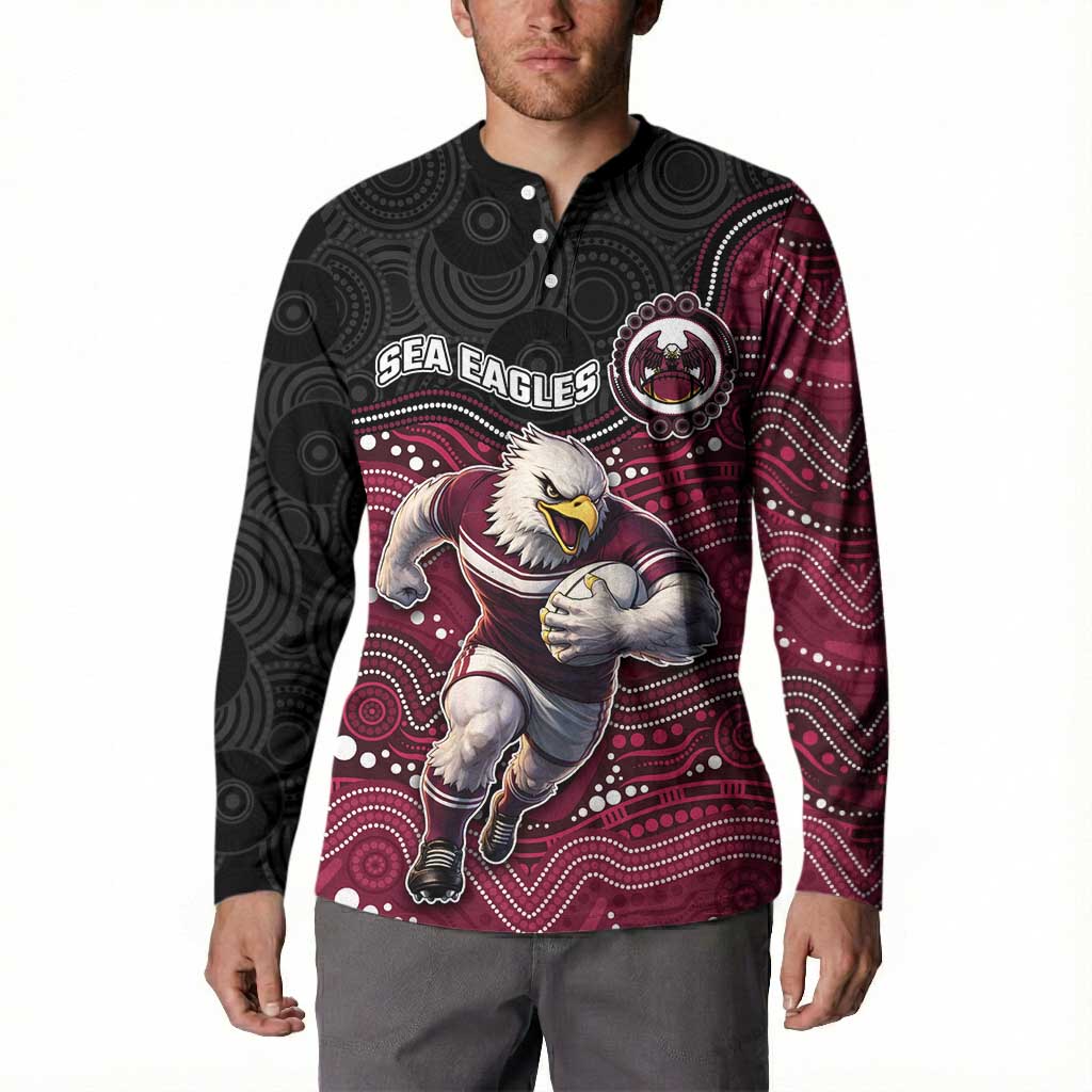 Custom Sea Eagles Button Sweatshirt Bird Mascot With Aboriginal Indigenous