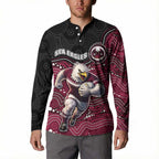 Custom Sea Eagles Button Sweatshirt Bird Mascot With Aboriginal Indigenous