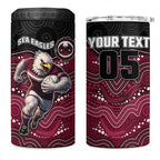 Custom Sea Eagles 4 in 1 Can Cooler Tumbler Bird Mascot With Aboriginal Indigenous