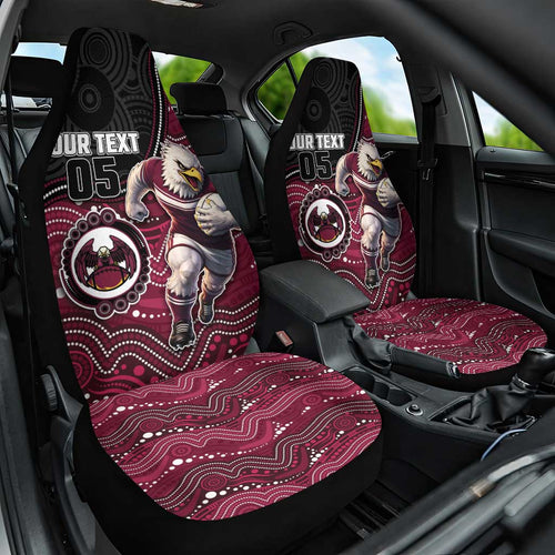 Custom Sea Eagles Car Seat Cover Bird Mascot With Aboriginal Indigenous