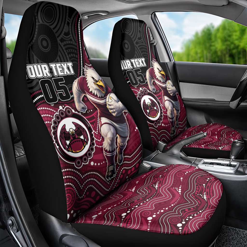 Custom Sea Eagles Car Seat Cover Bird Mascot With Aboriginal Indigenous
